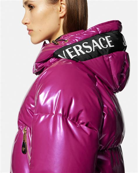 versace vinyl down jacket|Versace black denim jacket.